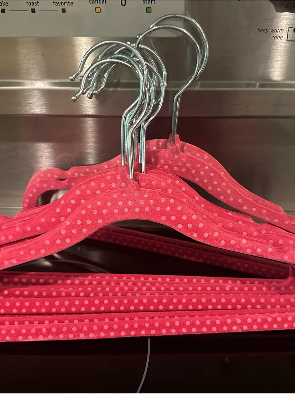 Kids Velvet Hangers in Pink Polka Dot - Pack of 10